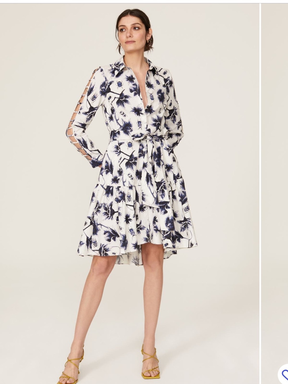Floral White & Navy Osman Yousefzada dress